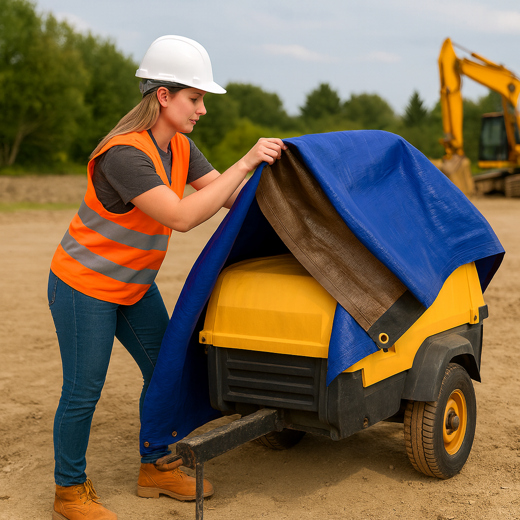 185gsm Brown & Blue Polyethylene Tarpaulin – Waterproof Heavy Duty Cover for Roofing, Camping & Outdoor Use
