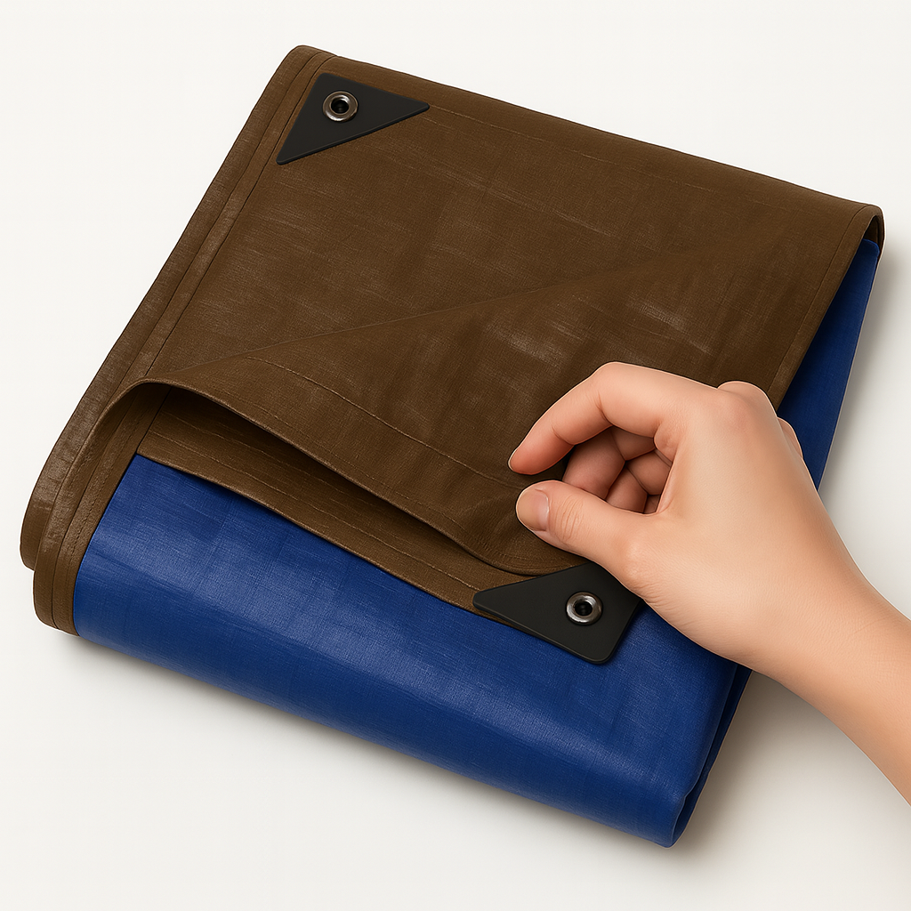 185gsm Brown & Blue Polyethylene Tarpaulin – Waterproof Heavy Duty Cover for Roofing, Camping & Outdoor Use