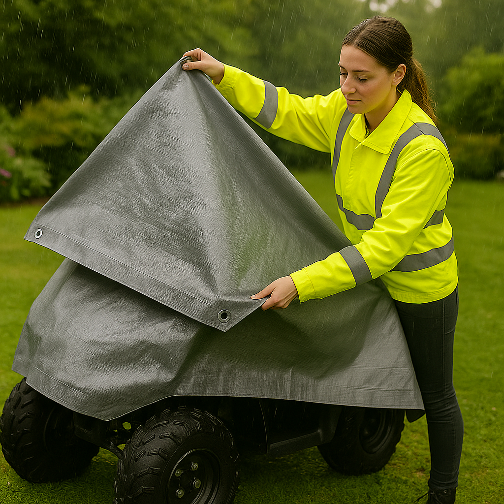 200gsm Grey Polyethylene Tarpaulin – Heavy Duty Waterproof Cover with Reinforced Corners for Outdoor Use