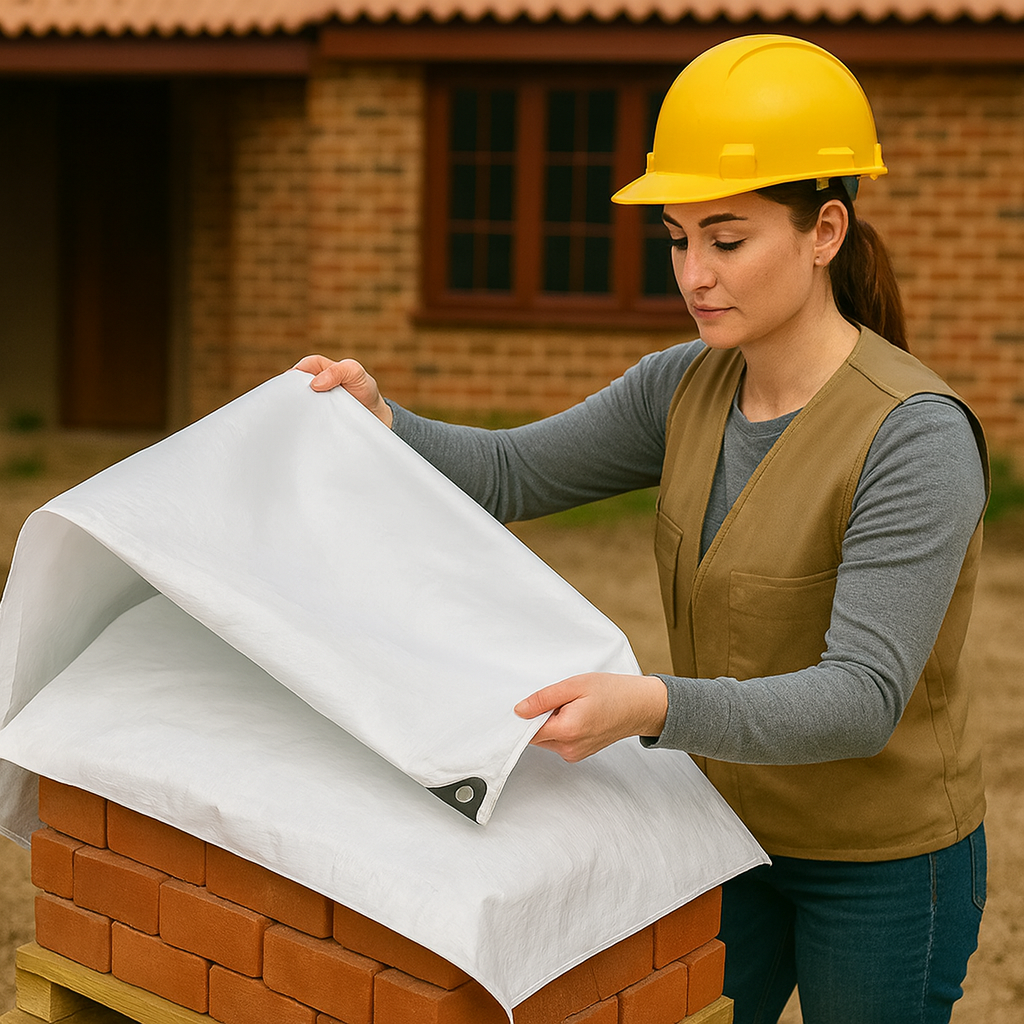 200gsm White Waterproof Tarpaulin with Reinforced Corners and Aluminium Eyelets for Garden, Roofing and Site Cover