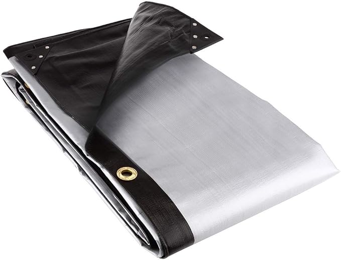 Durable 270gsm Black and Silver Tarpaulin - UV Protected and Shrinkproof