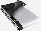 270gsm Black & Silver Heavy Duty Tarpaulin with Reinforced Corners and Eyelets for Roofing, Boats and Outdoor Use