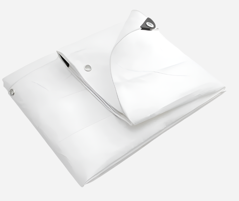 200gsm White Waterproof Tarpaulin with Reinforced Corners and Aluminium Eyelets for Garden, Roofing and Site Cover