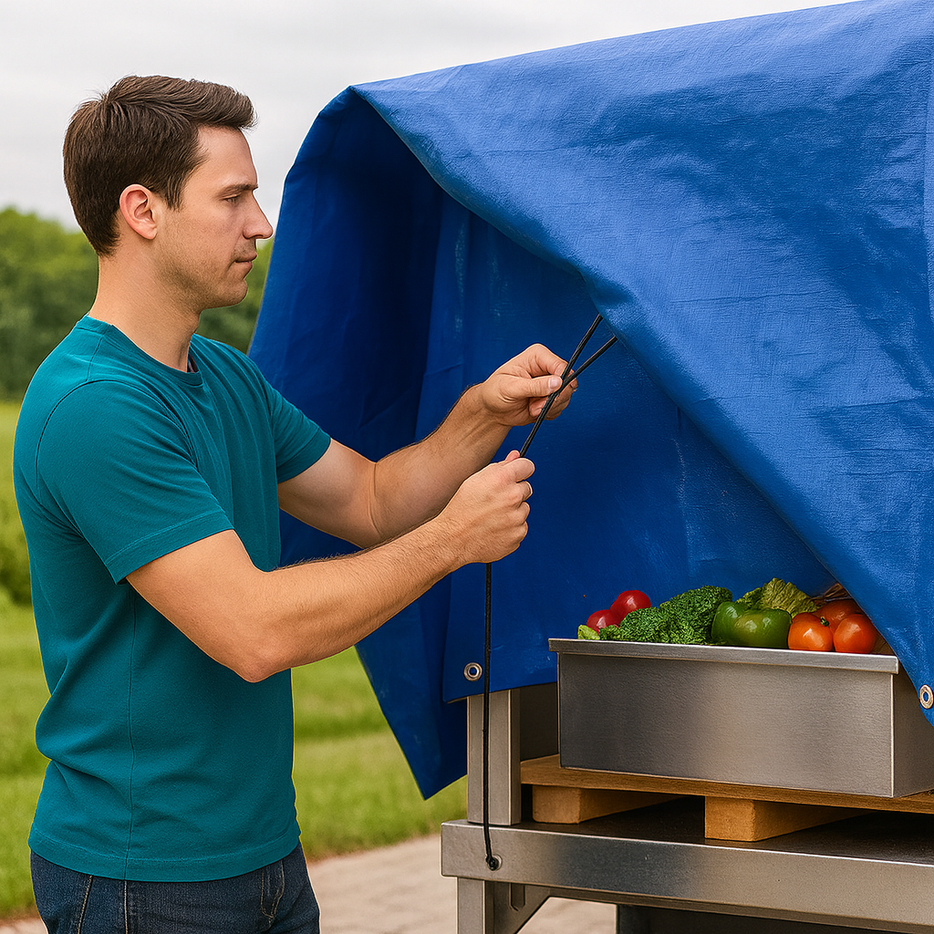 Heavy Duty PVC Tarpaulin 570gsm - Forest Green & Blue - Waterproof Cover for Outdoor Protection