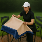 350gsm Blue and Beige Waterproof Tarpaulin with Eyelets for Construction, Marine and Outdoor Use