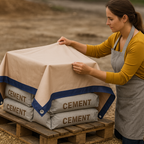 350gsm Blue and Beige Waterproof Tarpaulin with Eyelets for Construction, Marine and Outdoor Use