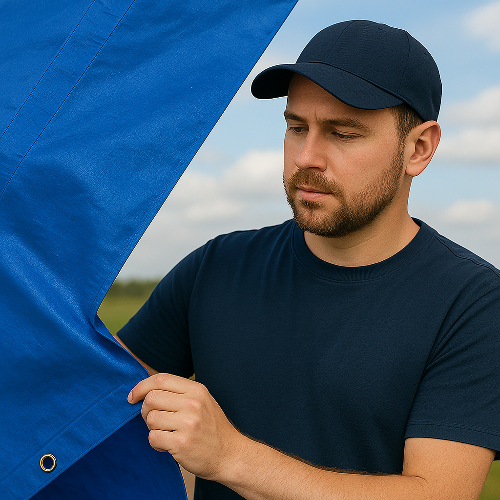 Heavy Duty PVC Tarpaulin 570gsm - Forest Green & Blue - Waterproof Cover for Outdoor Protection