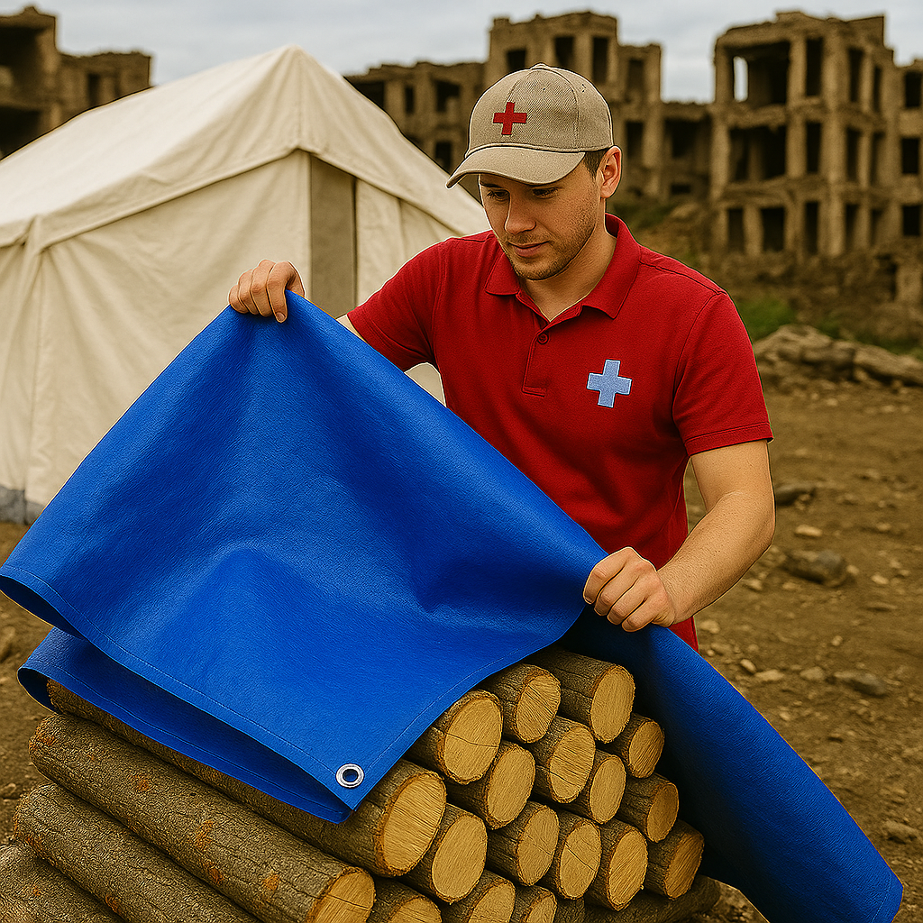 Heavy Duty PVC Tarpaulin 570gsm - Forest Green & Blue - Waterproof Cover for Outdoor Protection