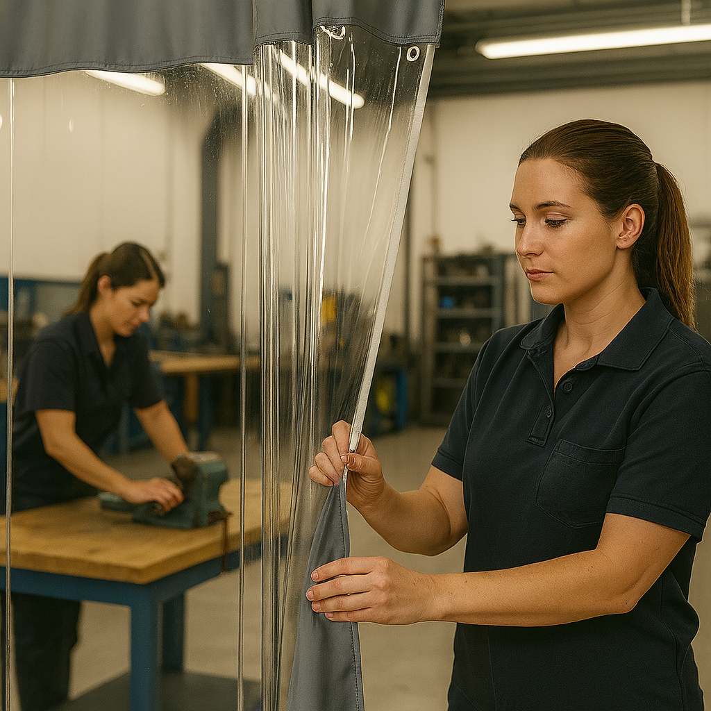 Clear PVC Outdoor Curtain with Grey Borders – 0.6mm Thick Windproof and Waterproof Curtain for Patios