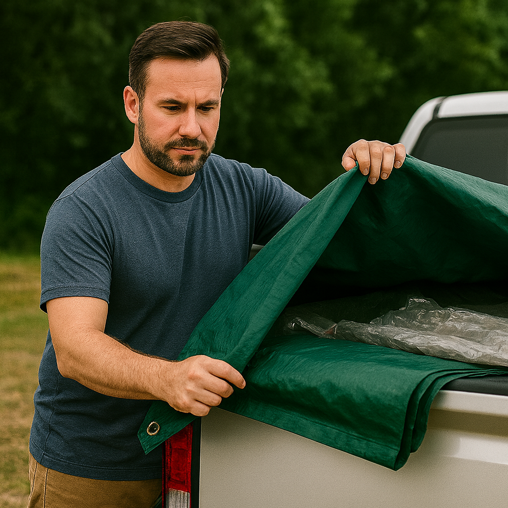 610gsm Green PVC Tarpaulin – Heavy Duty Waterproof Cover for Trailers, Camping, Machinery & Outdoor Use