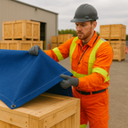 Blue 14oz Cotton Canvas Tarpaulin – Breathable Water Repellent Cover for Machinery, Transport & Outdoor Use