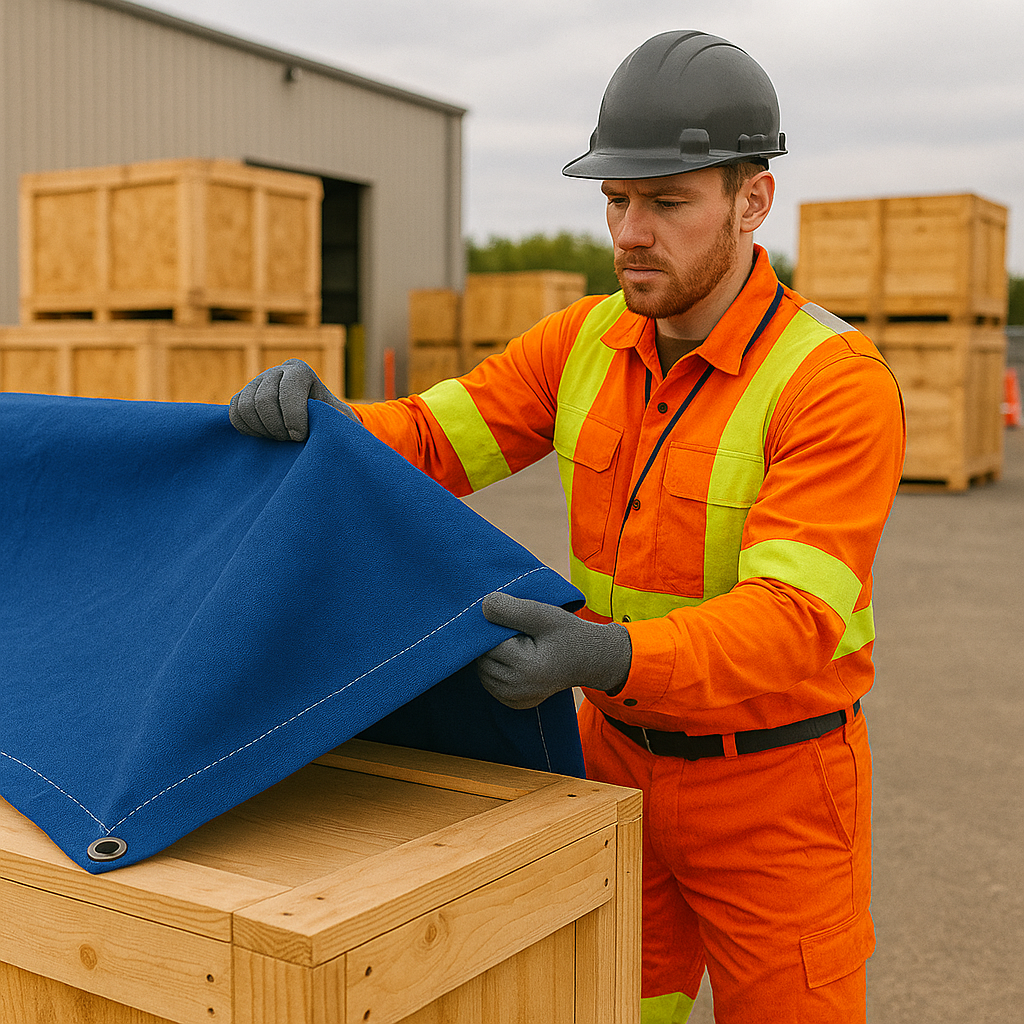 Blue 14oz Cotton Canvas Tarpaulin – Breathable Water Repellent Cover for Machinery, Transport & Outdoor Use