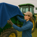 Blue 14oz Cotton Canvas Tarpaulin – Breathable Water Repellent Cover for Machinery, Transport & Outdoor Use