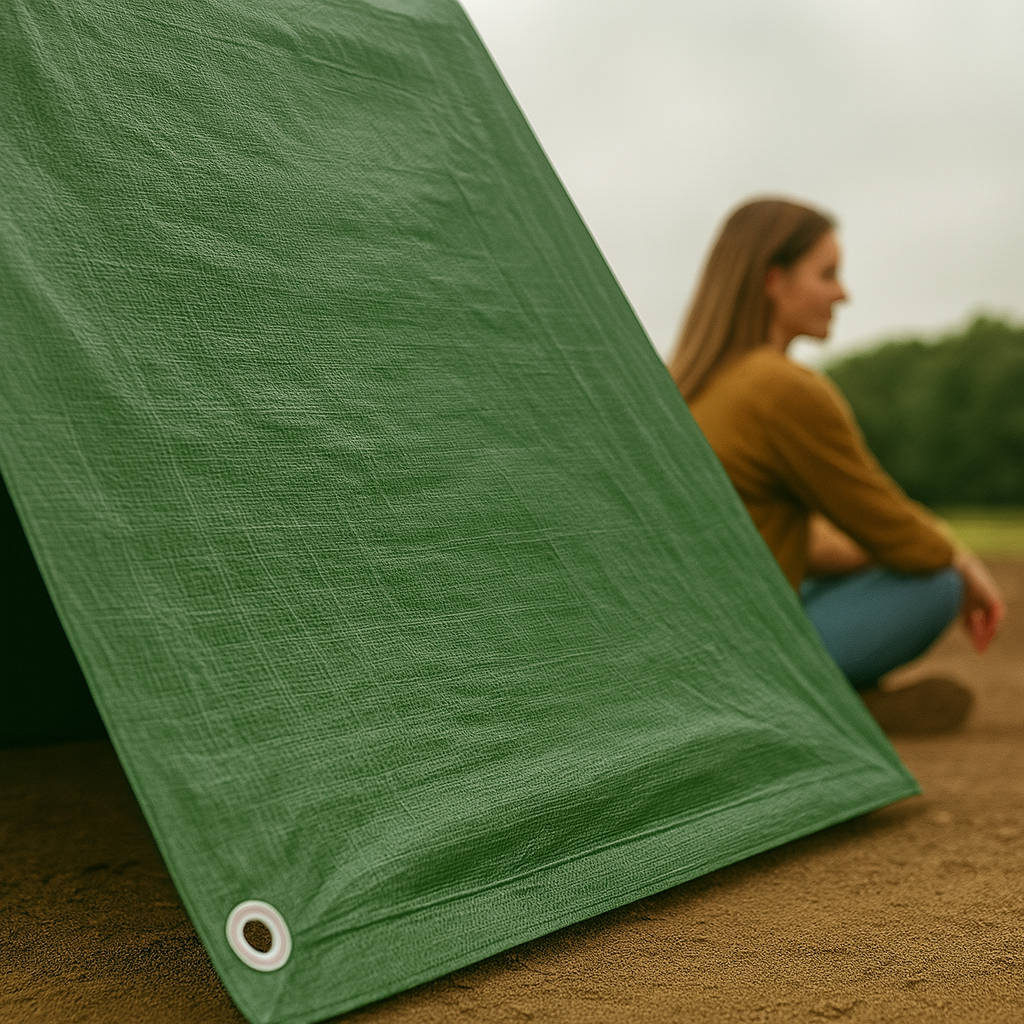 Green Polyethylene Tarpaulin 90gsm – Waterproof Cover with UV Protection & Rustproof Eyelets
