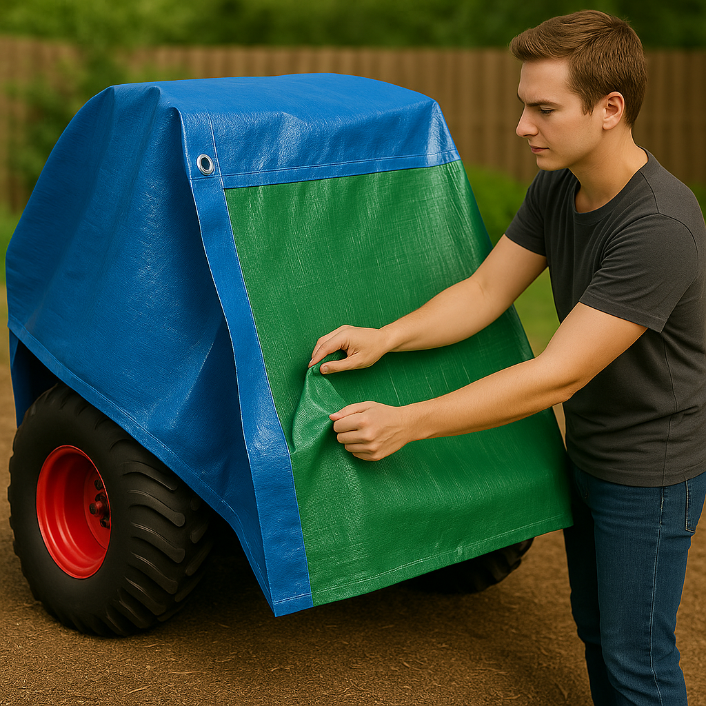 Blue/Green Budget Tarpaulin 70gsm – Lightweight, Waterproof Cover for DIY & Garden Use