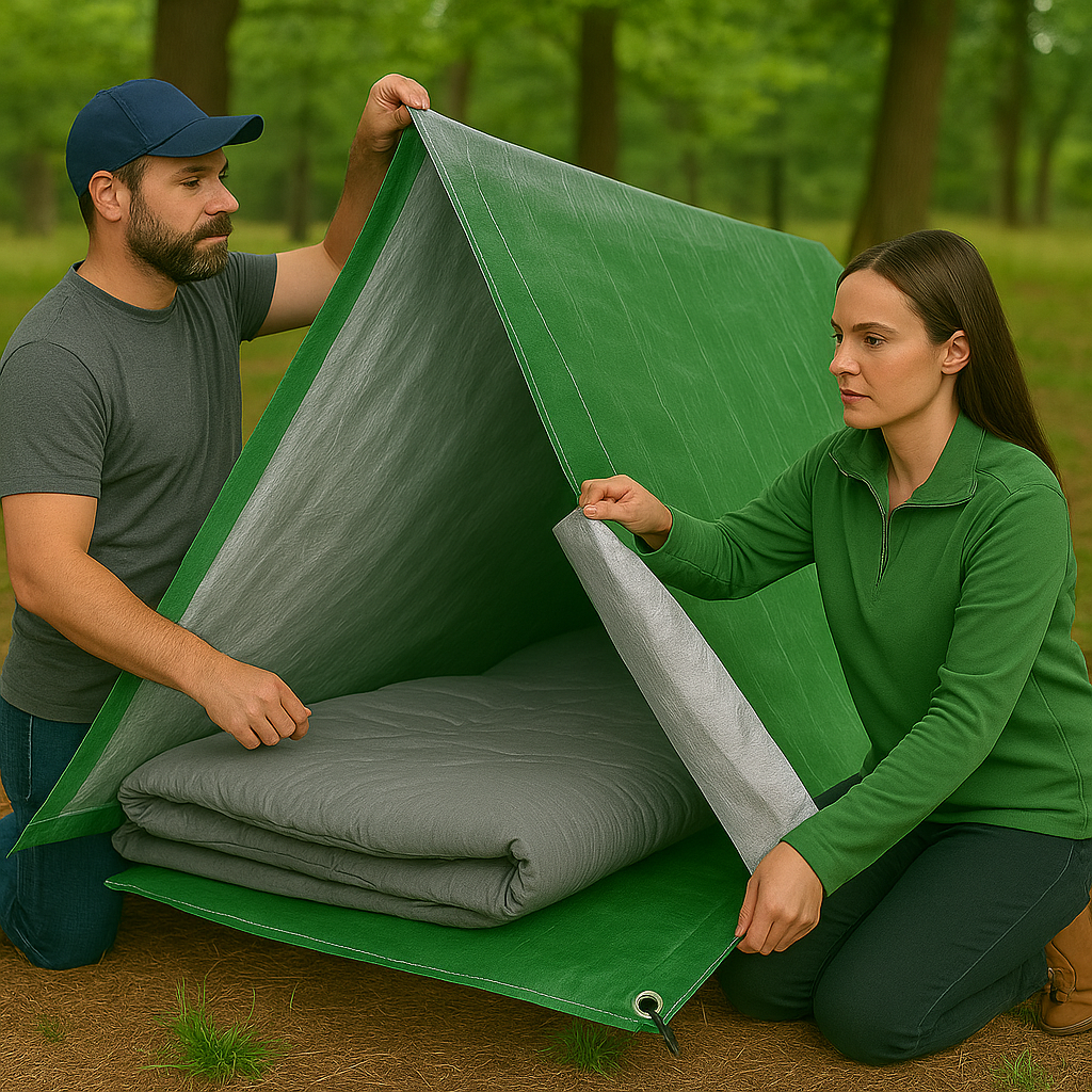 270gsm Green/Silver Waterproof Tarpaulin – Reinforced Corners & Brass Eyelets for Camping, Garden & Outdoor Use