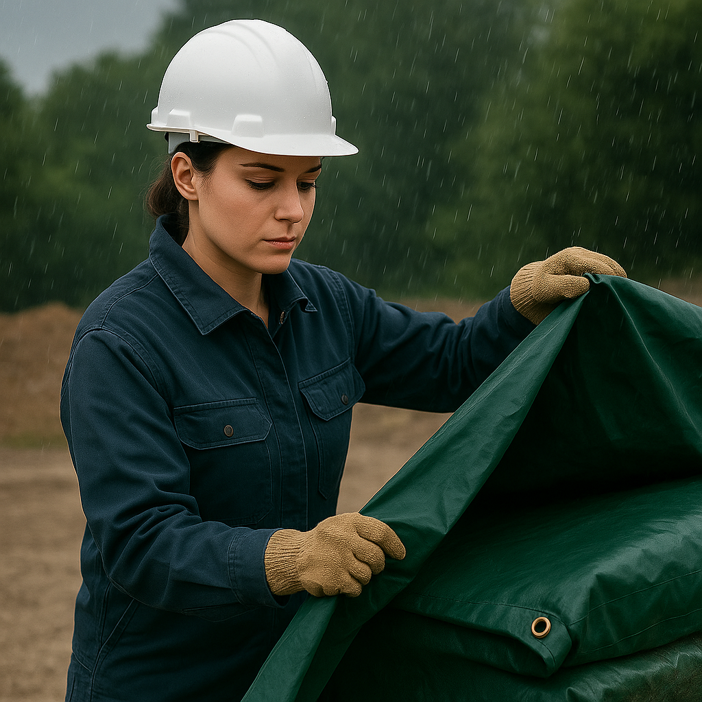 610gsm Green PVC Tarpaulin – Heavy Duty Waterproof Cover for Trailers, Camping, Machinery & Outdoor Use