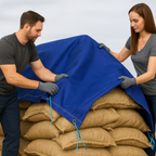 Blue 14oz Cotton Canvas Tarpaulin – Breathable Water Repellent Cover for Machinery, Transport & Outdoor Use