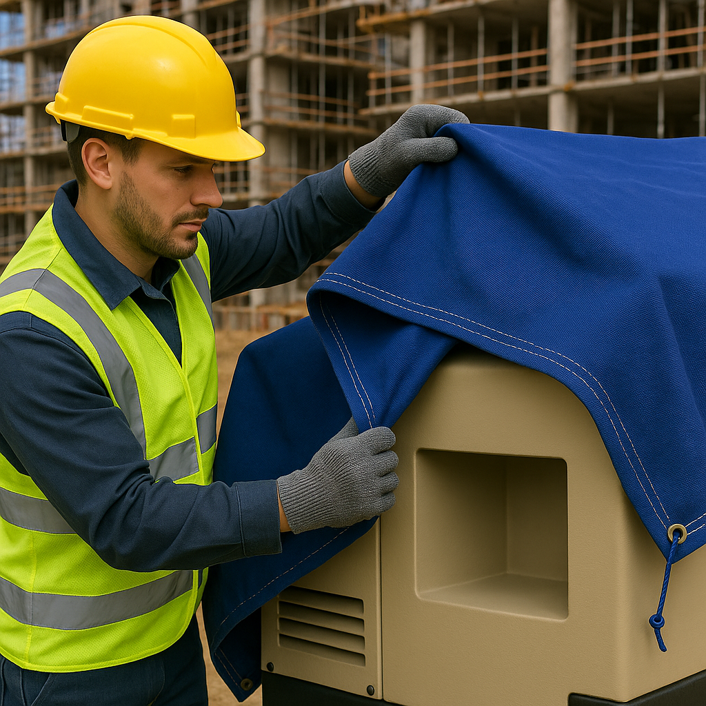 Blue 14oz Cotton Canvas Tarpaulin – Breathable Water Repellent Cover for Machinery, Transport & Outdoor Use