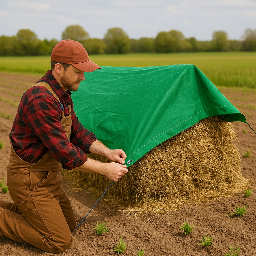 Green 14oz Cotton Canvas Tarpaulin – Breathable Heavy-Duty Cover for Machinery, Transport and Outdoor Use