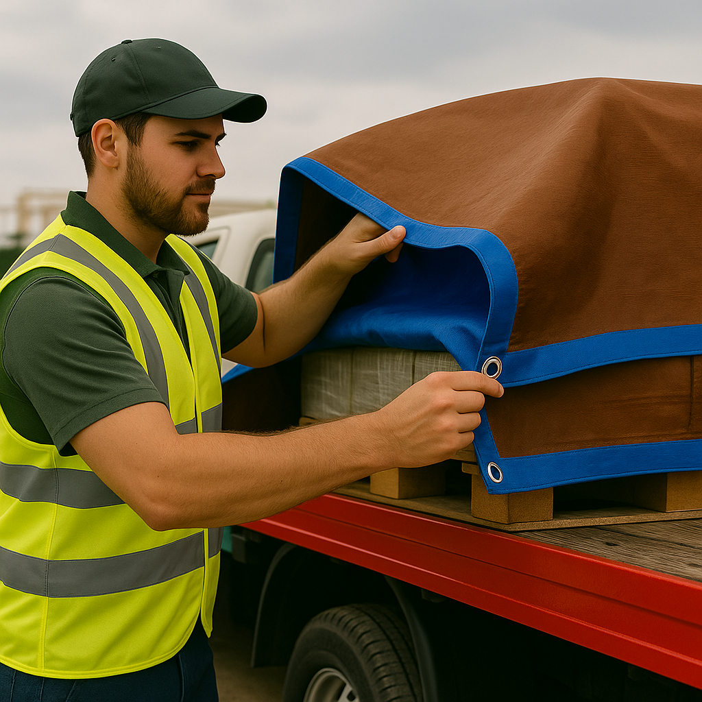 185gsm Brown & Blue Polyethylene Tarpaulin – Waterproof Heavy Duty Cover for Roofing, Camping & Outdoor Use