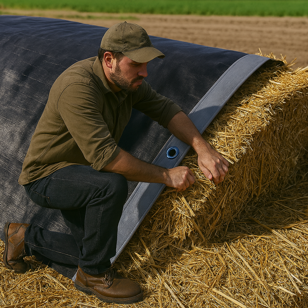 270gsm Black & Silver Heavy Duty Tarpaulin with Reinforced Corners and Eyelets for Roofing, Boats and Outdoor Use