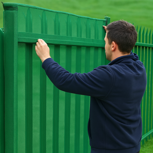 110gsm Green HDPE Wind Barrier Mesh with 50% Shade & 40% Airflow Reduction – UV Stabilised with 5cm Eyelets