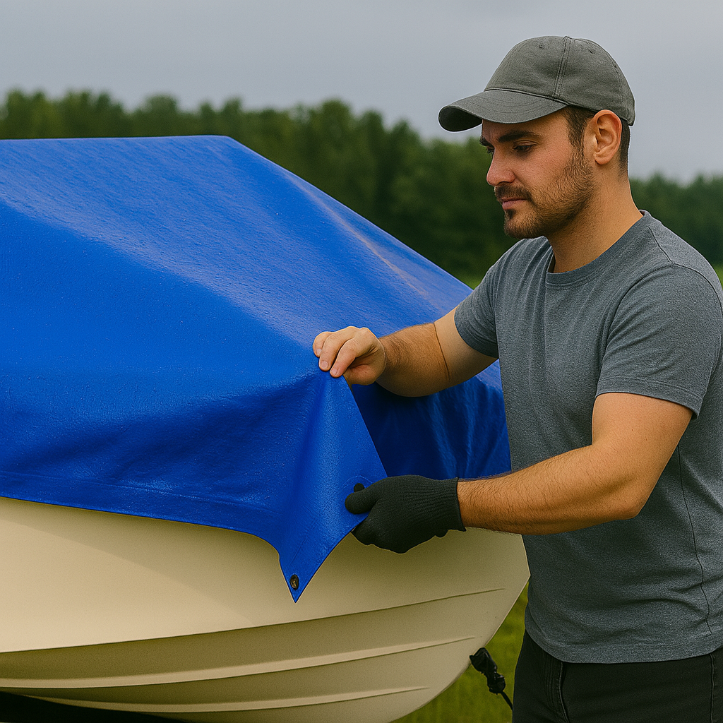 200gsm Blue Polyethylene Tarpaulin – Waterproof Cover for Boats, Decks & Outdoor Marine Protection