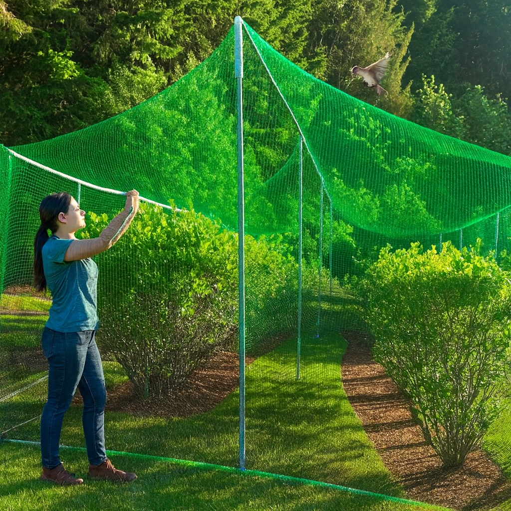 Durable Anti-Bird Netting for Gardens – Green & Black - UV Resistant Mesh for Fruit Trees, Vegetables & Ponds
