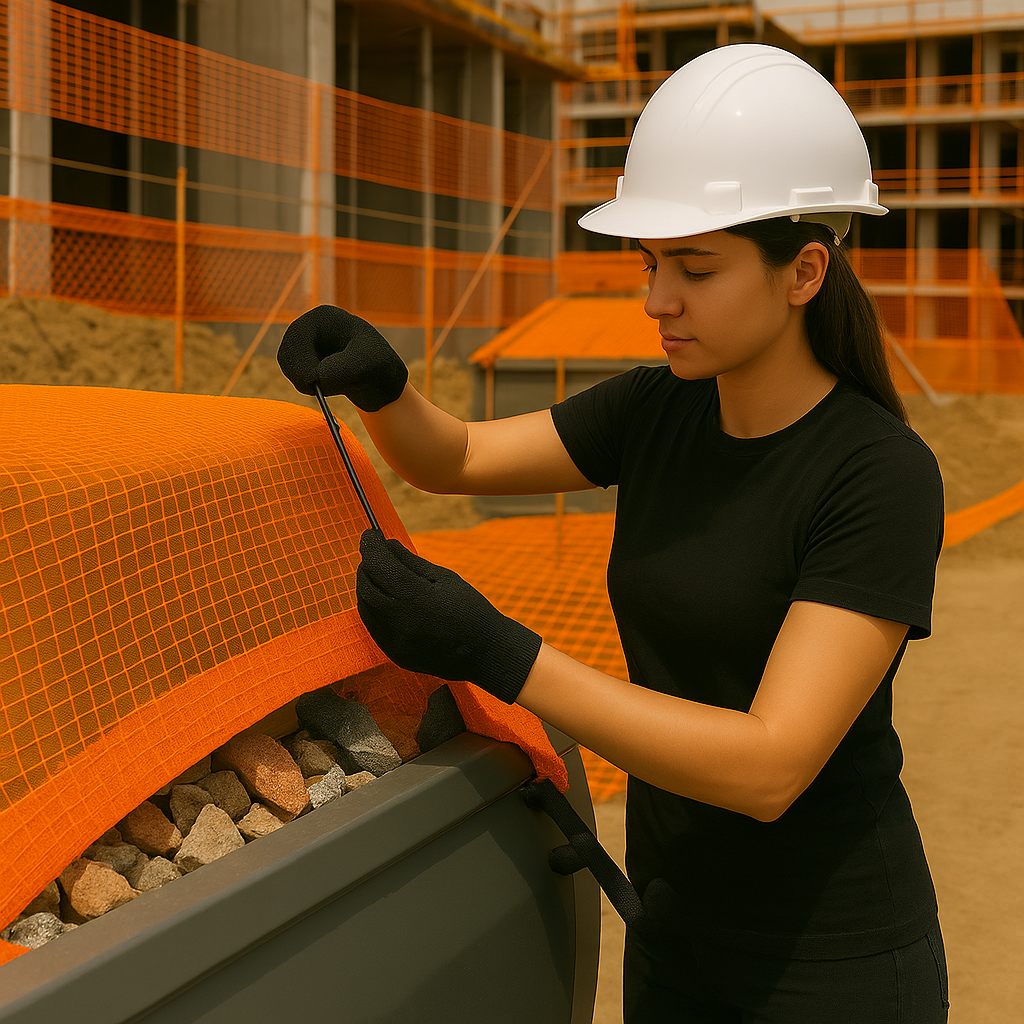 High-Visibility Orange Skip Netting – Heavy Duty Mesh for Skips, Trailers & Yard Loads