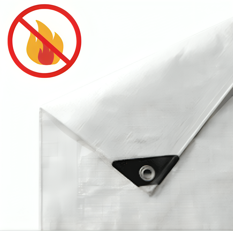 White Flame Retardant Tarpaulin 200gsm – Waterproof Heavy Duty Cover for Construction & Market Use