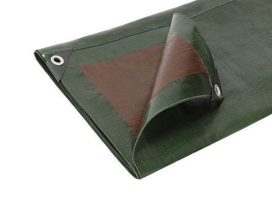 Heavy Duty Tarpaulin Waterproof Cover Green/Brown - 250gsm