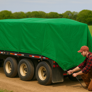 Green 14oz Cotton Canvas Tarpaulin – Breathable Heavy-Duty Cover for Machinery, Transport and Outdoor Use
